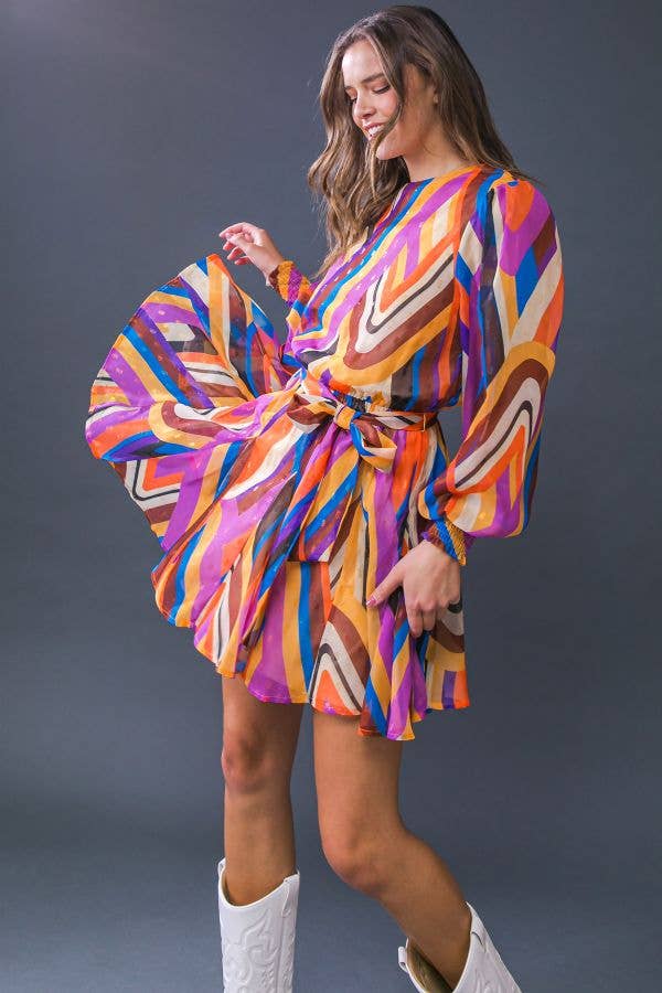 A printed woven mini dress - ID20479