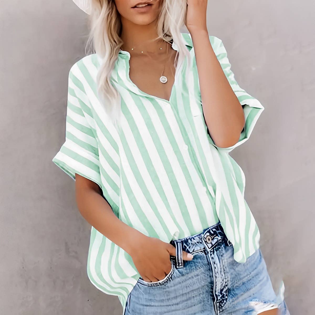 Trendy Striped Oversized Button-Down Shirt