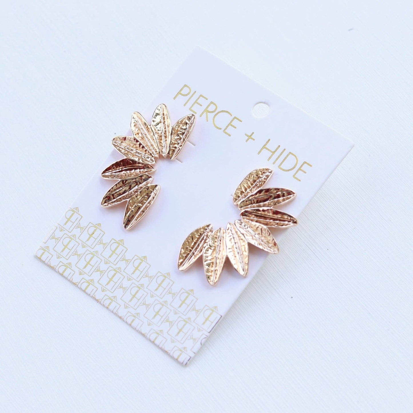 Small Textured Gold Wing Earrings | Gold Accordion Wing