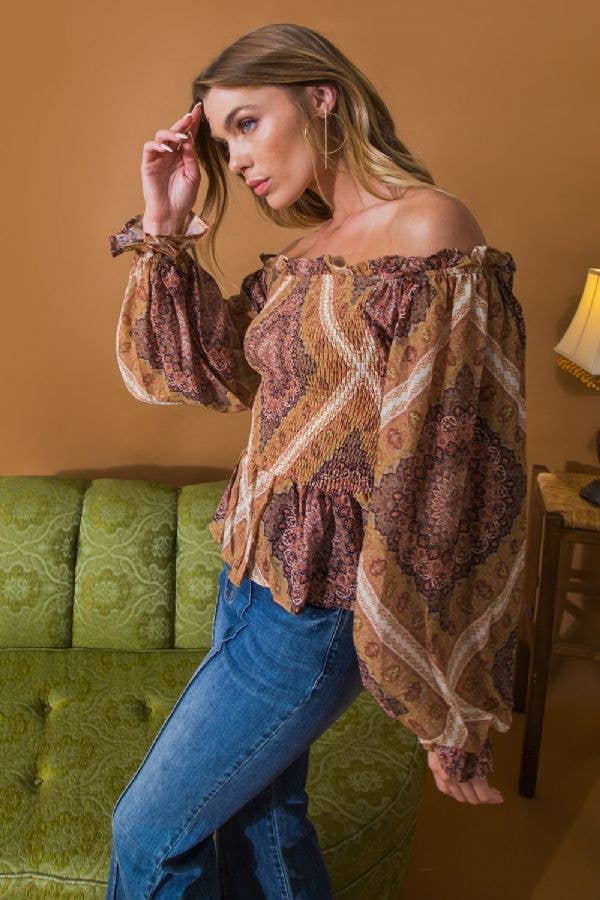 A printed woven top- IT11438