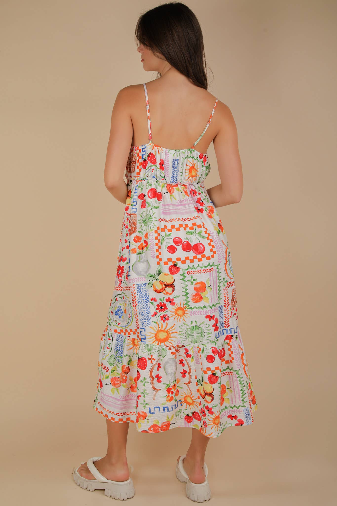 Printed Button Down Midi Dress