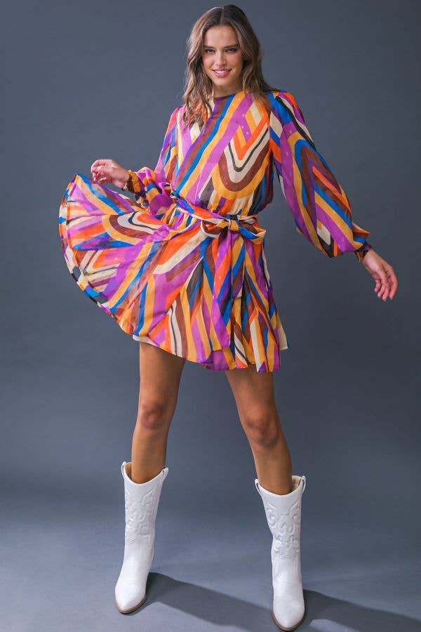 A printed woven mini dress - ID20479