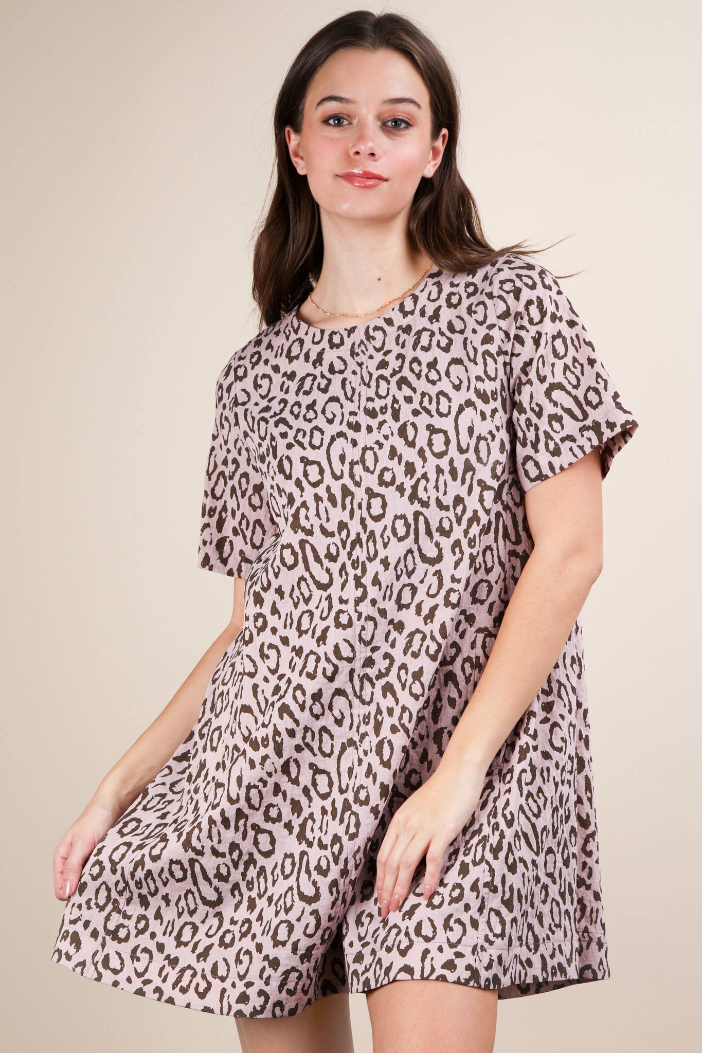 Leopard Printed Comfy Mini Dress