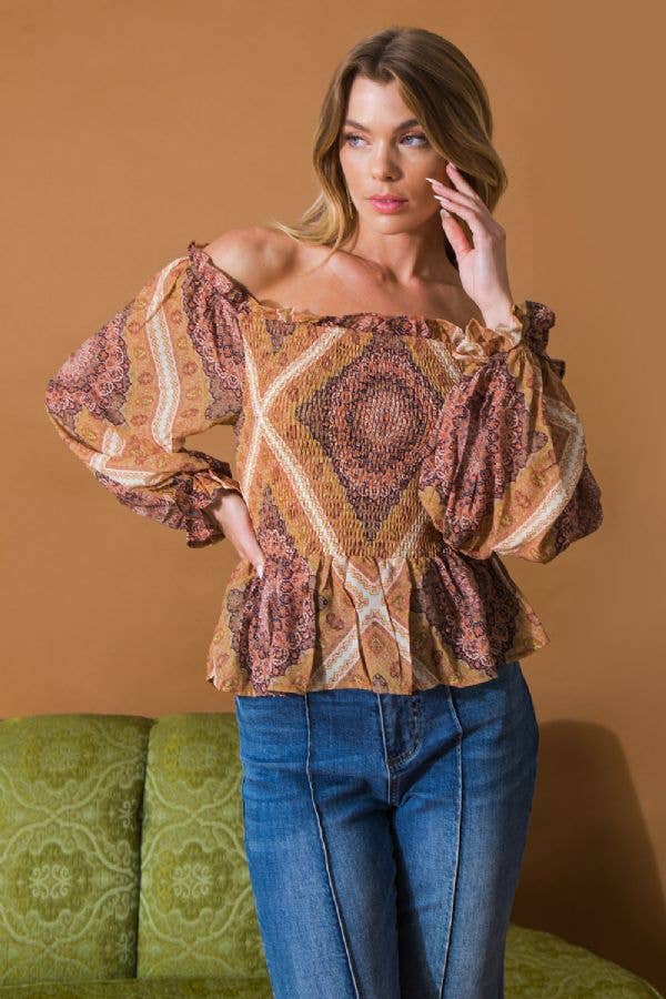 A printed woven top- IT11438