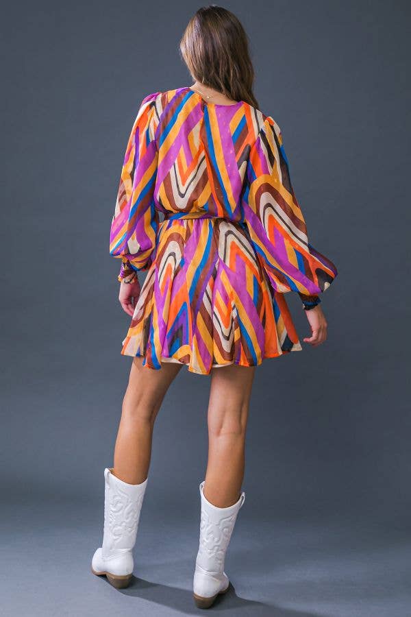 A printed woven mini dress - ID20479