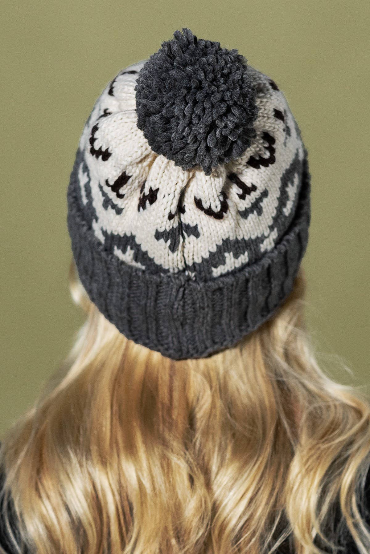Aztec Pattern Pom Pom Beanie