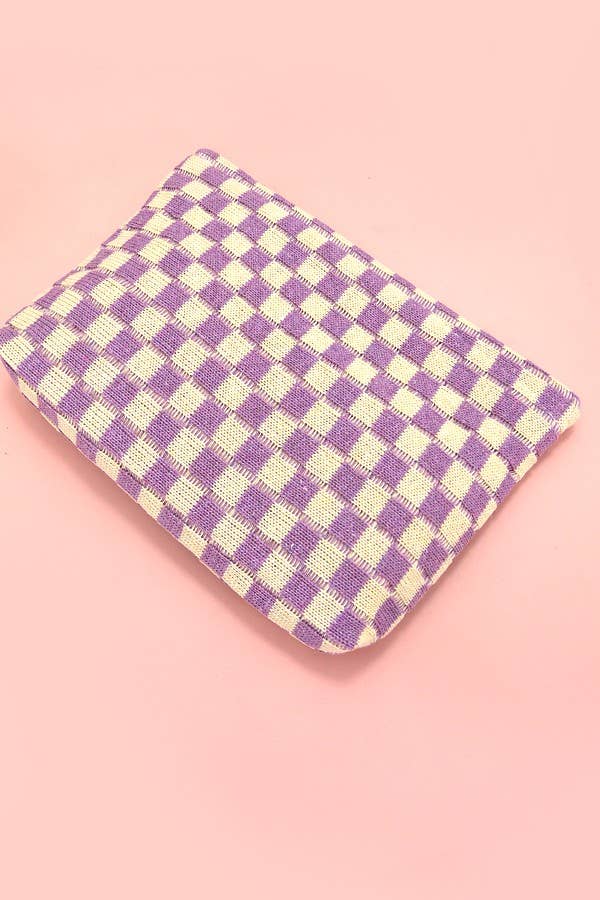 TRAVEL GINGHAM CHECKER MAKEUP COSMETIC POUCH BAG | 40P528