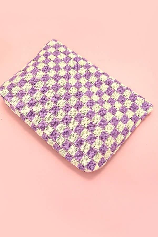 TRAVEL GINGHAM CHECKER MAKEUP COSMETIC POUCH BAG | 40P528