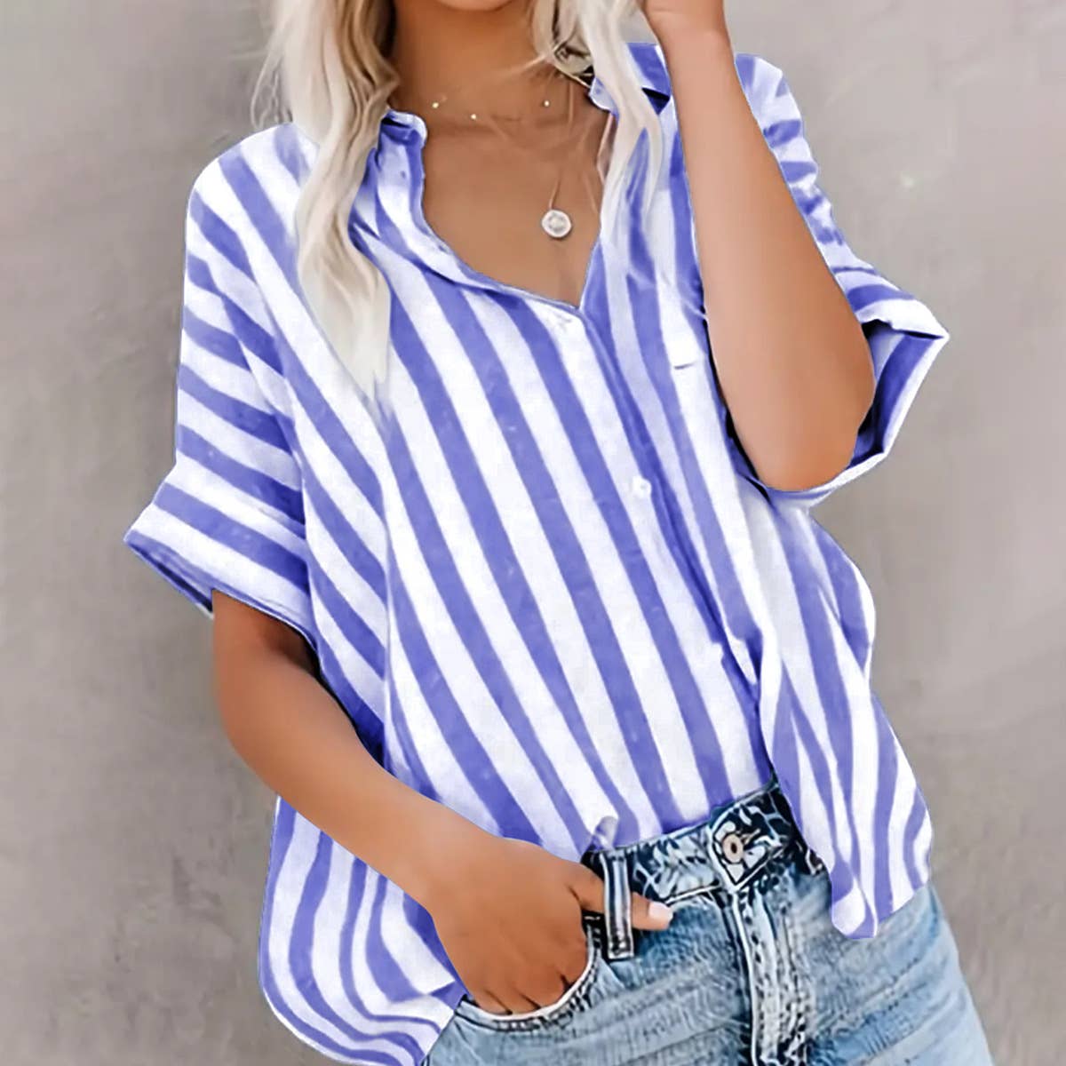 Trendy Striped Oversized Button-Down Shirt