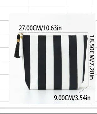 Striped Tassel Makeup Pouch