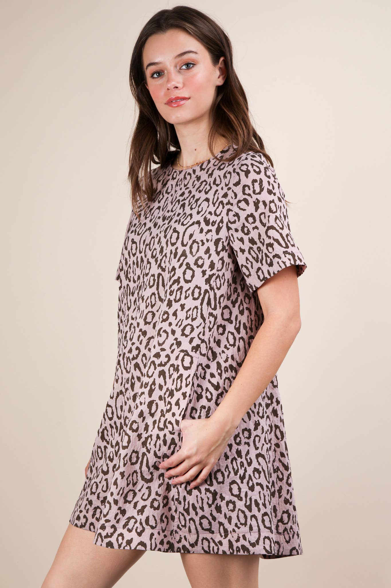 Leopard Printed Comfy Mini Dress