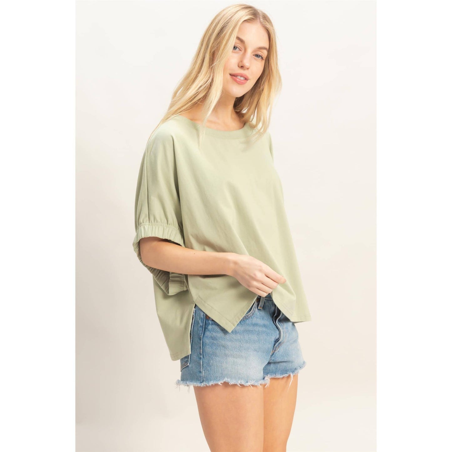 Oversized Elastic Cuff Top