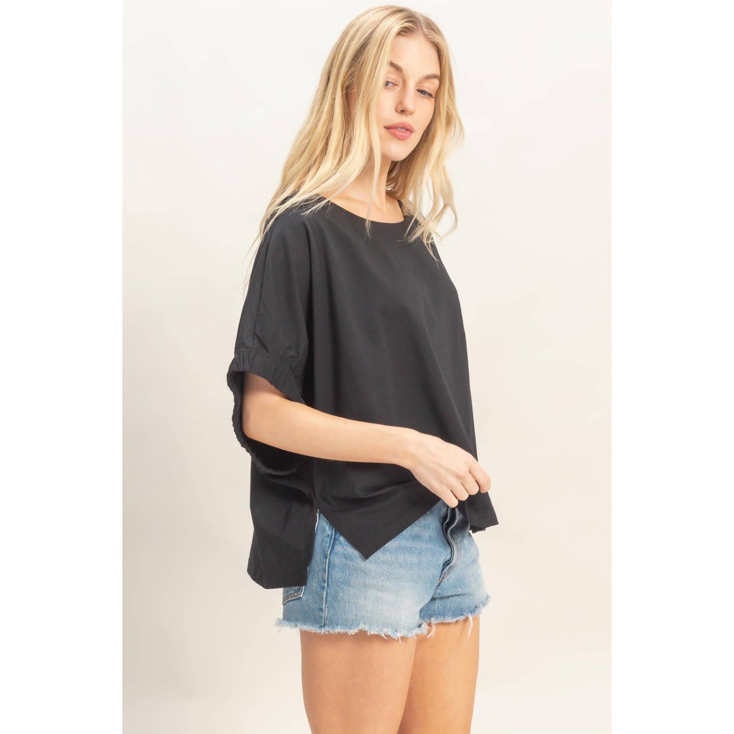 Oversized Elastic Cuff Top
