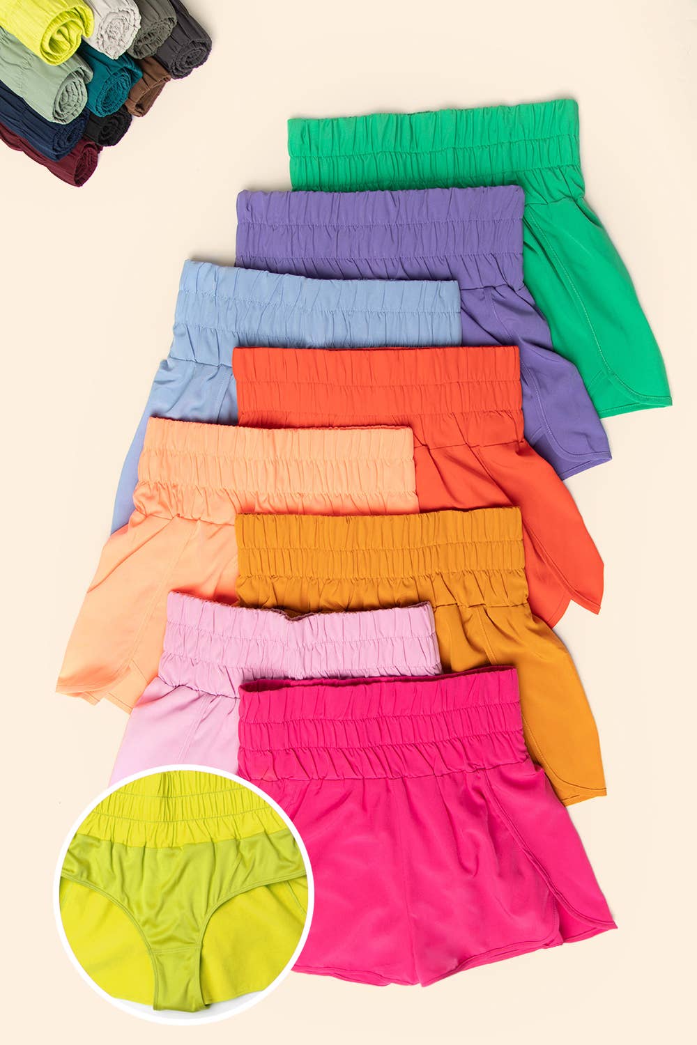 High waist active wear shorts