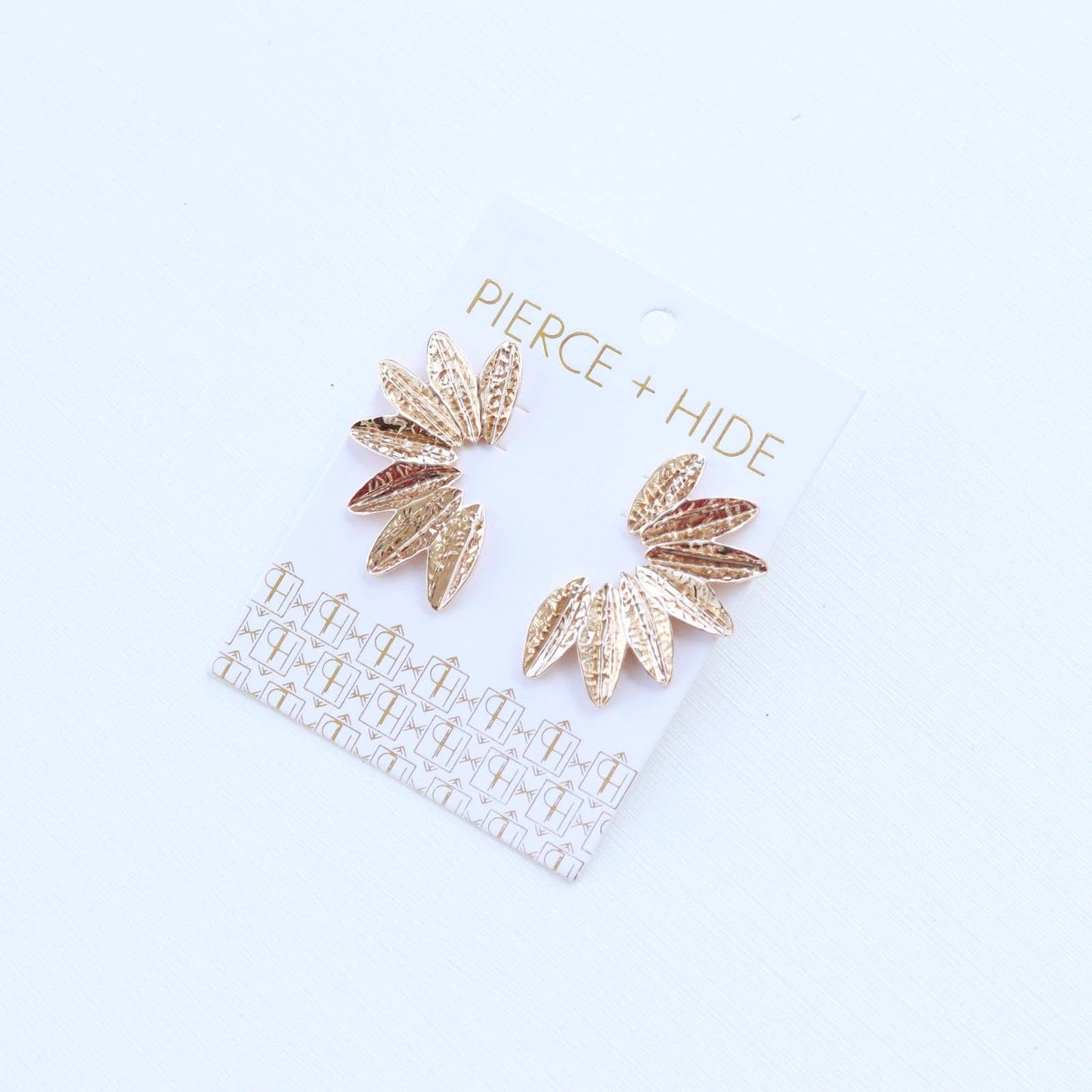 Small Textured Gold Wing Earrings | Gold Accordion Wing