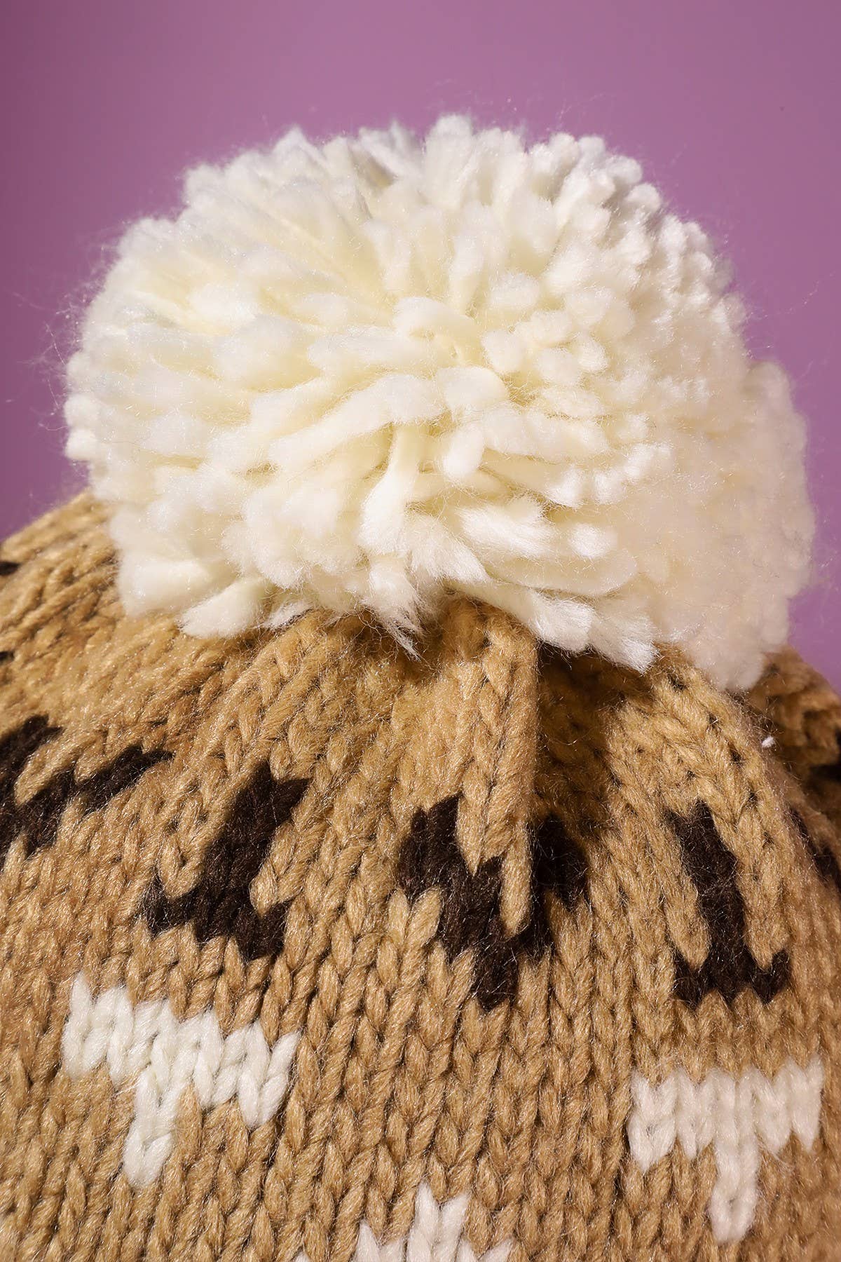Aztec Pattern Pom Pom Beanie