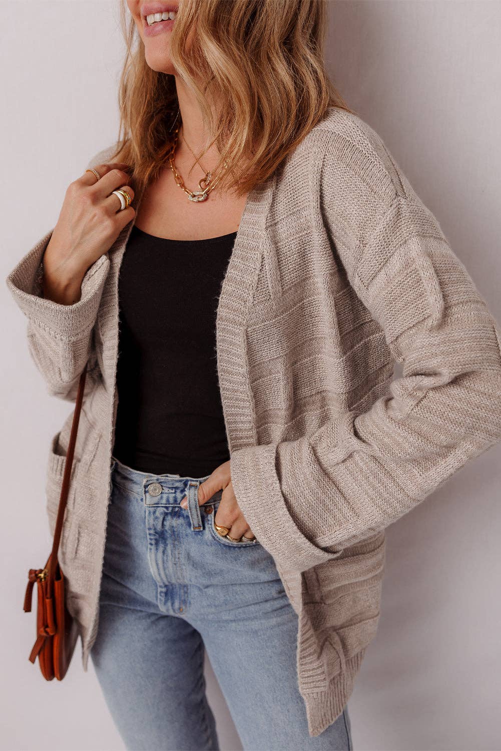 Open Front Chic Cardigan with Pockets