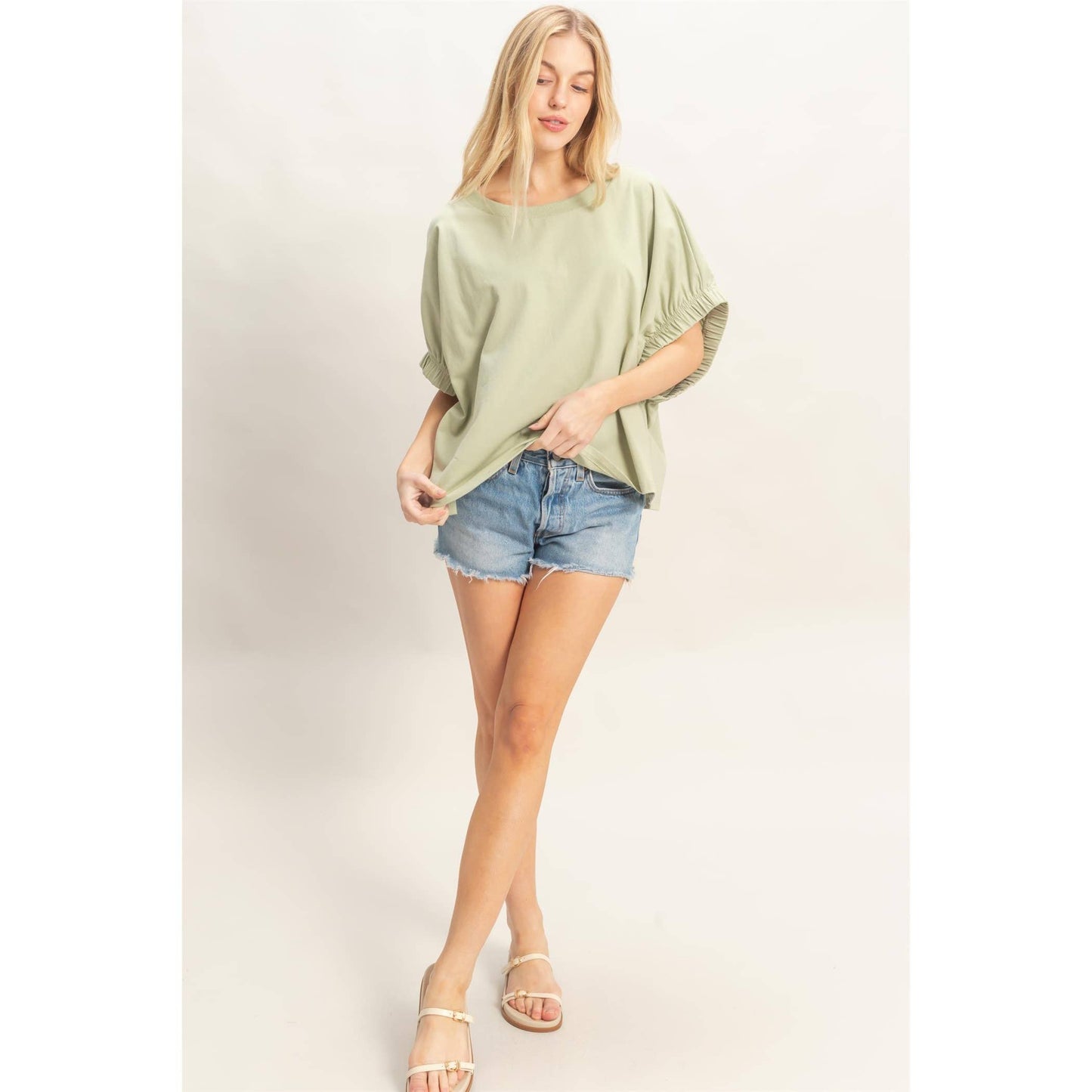 Oversized Elastic Cuff Top