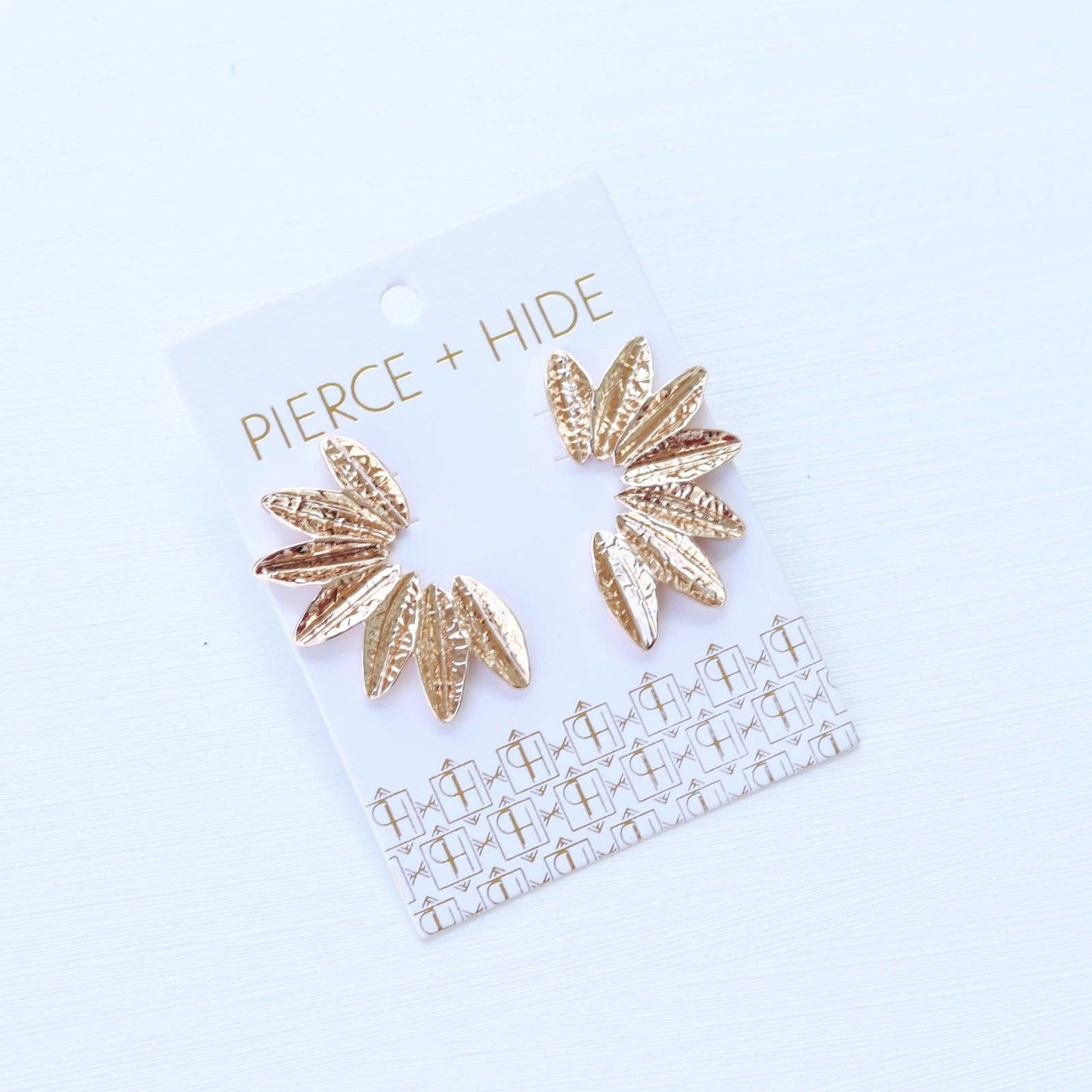 Small Textured Gold Wing Earrings | Gold Accordion Wing