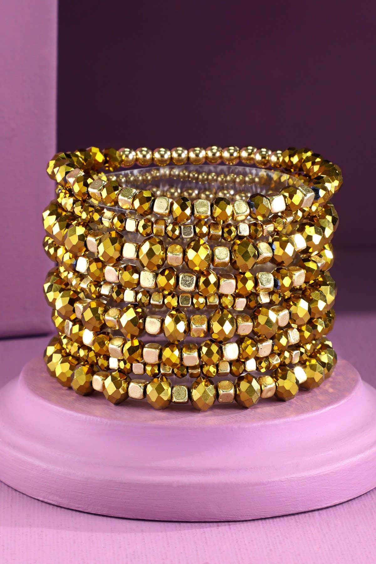 9 Set Colorful Stackable Beaded Stretch Bracelet