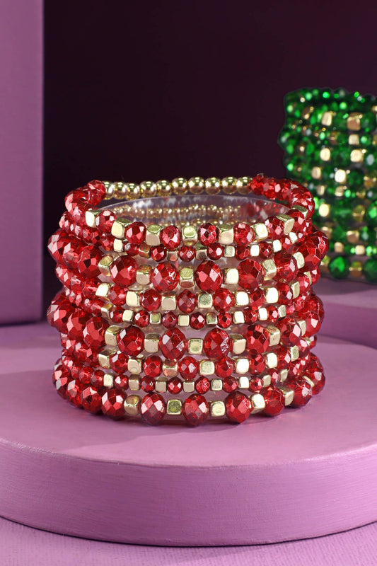9 Set Colorful Stackable Beaded Stretch Bracelet