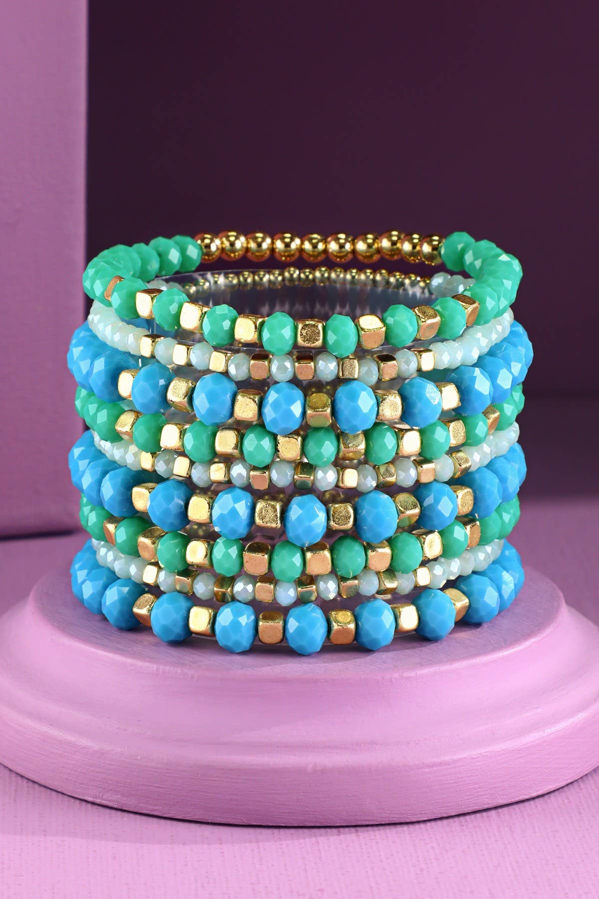 9 Set Colorful Stackable Beaded Stretch Bracelet
