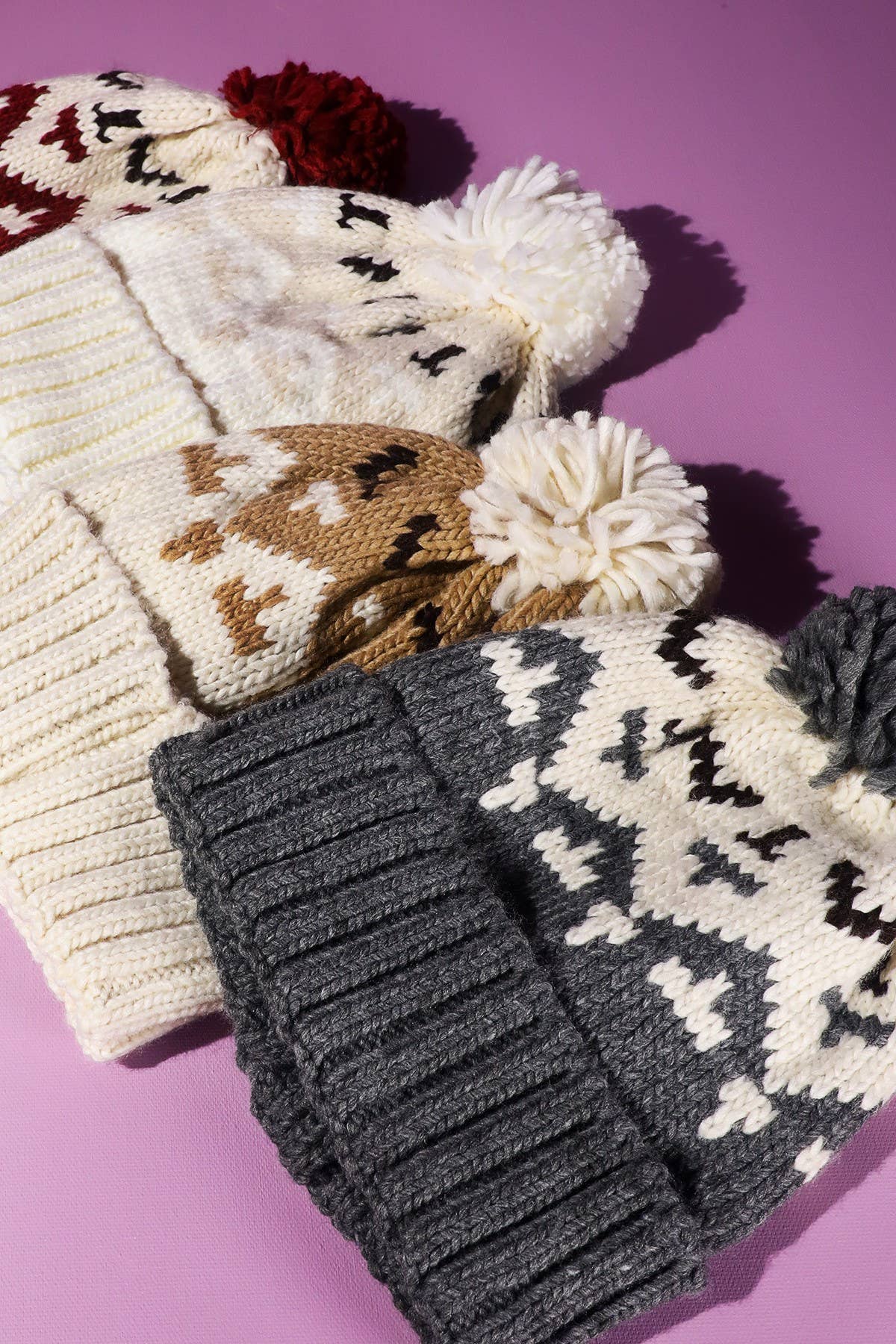 Aztec Pattern Pom Pom Beanie