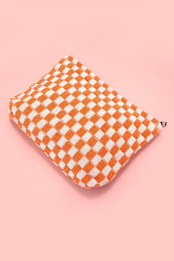 TRAVEL GINGHAM CHECKER MAKEUP COSMETIC POUCH BAG | 40P528