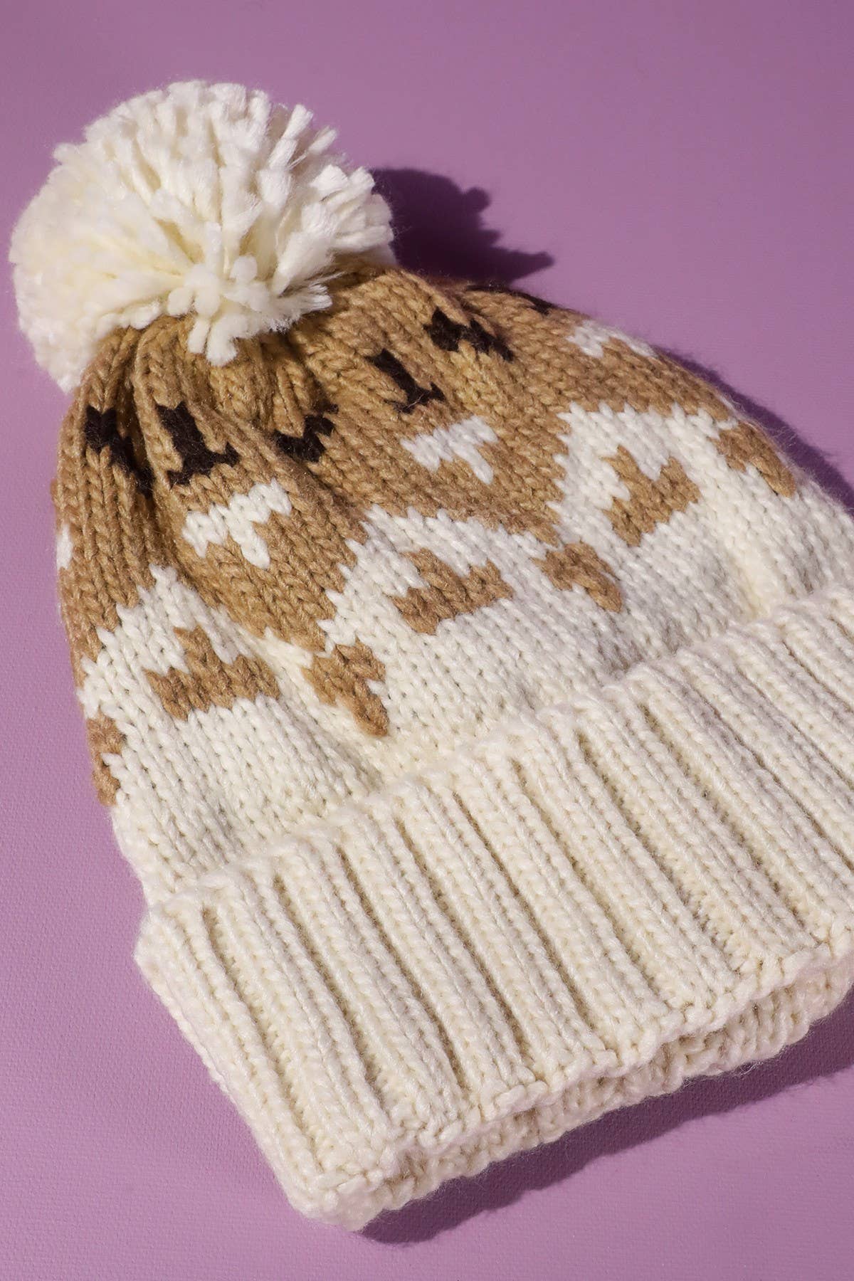 Aztec Pattern Pom Pom Beanie
