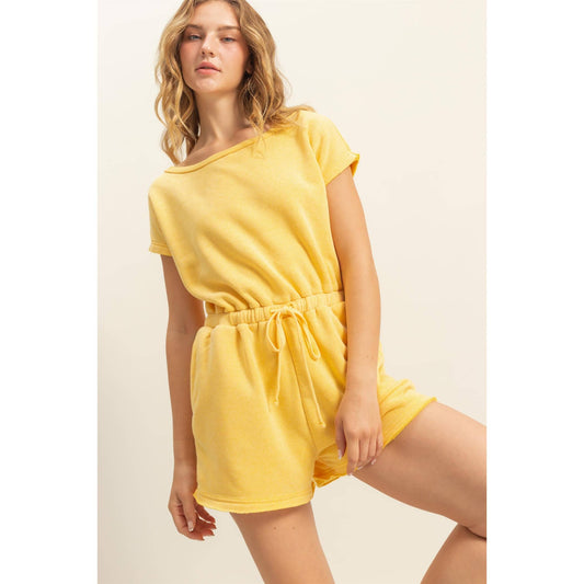 Cap Sleeve Drawstring Waist Romper