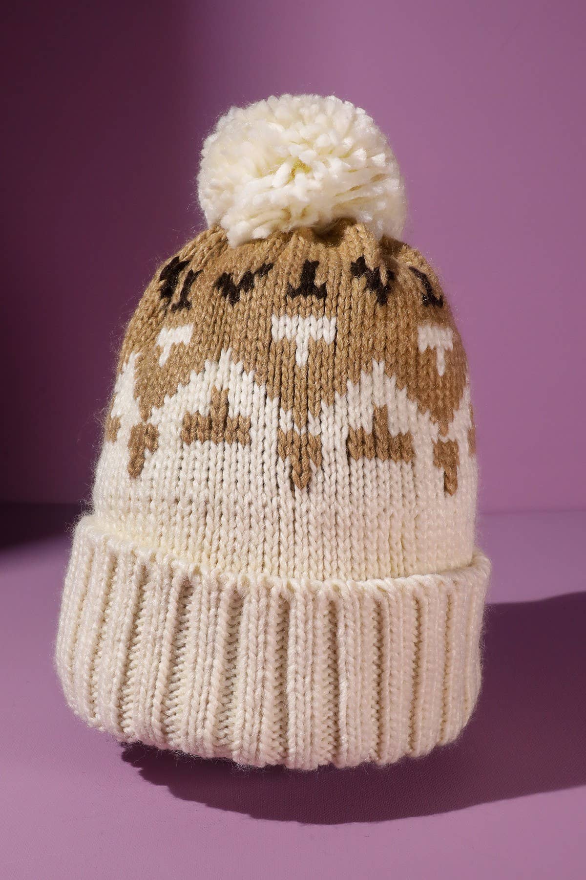 Aztec Pattern Pom Pom Beanie