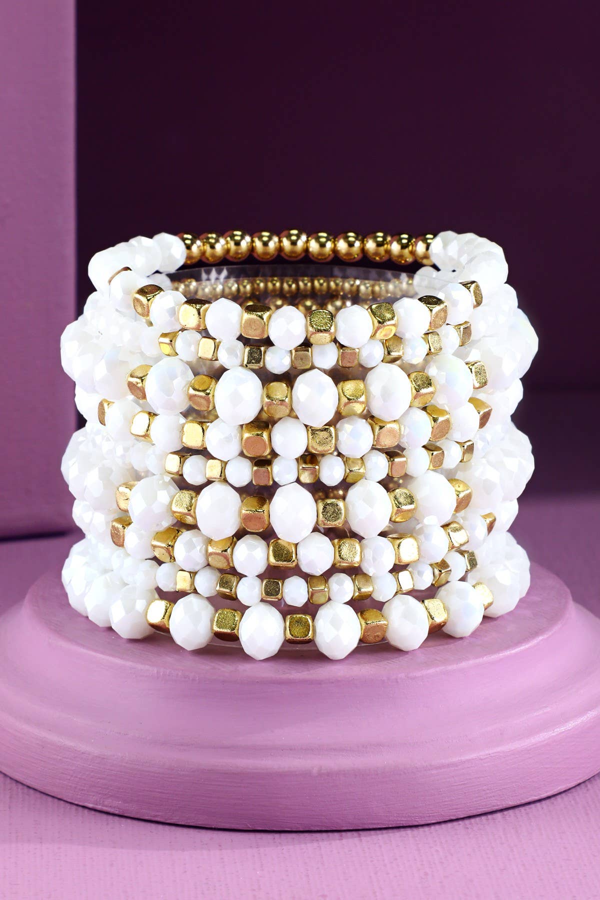 9 Set Colorful Stackable Beaded Stretch Bracelet