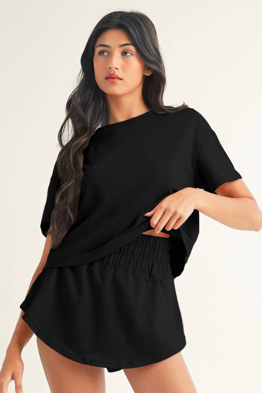 LDC 2pcs Cropped Tee and Ruffle High Waist Skort Set