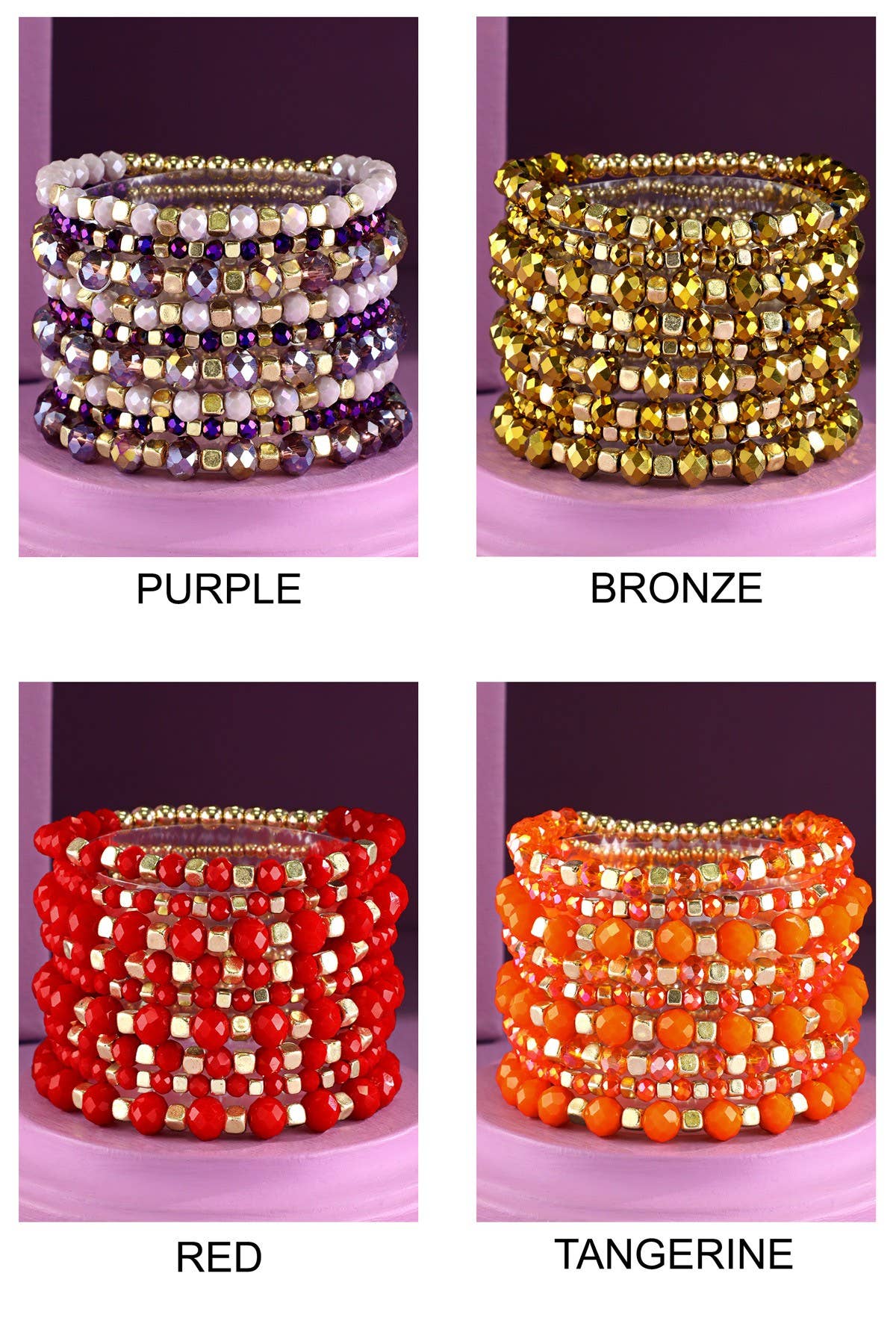 9 Set Colorful Stackable Beaded Stretch Bracelet