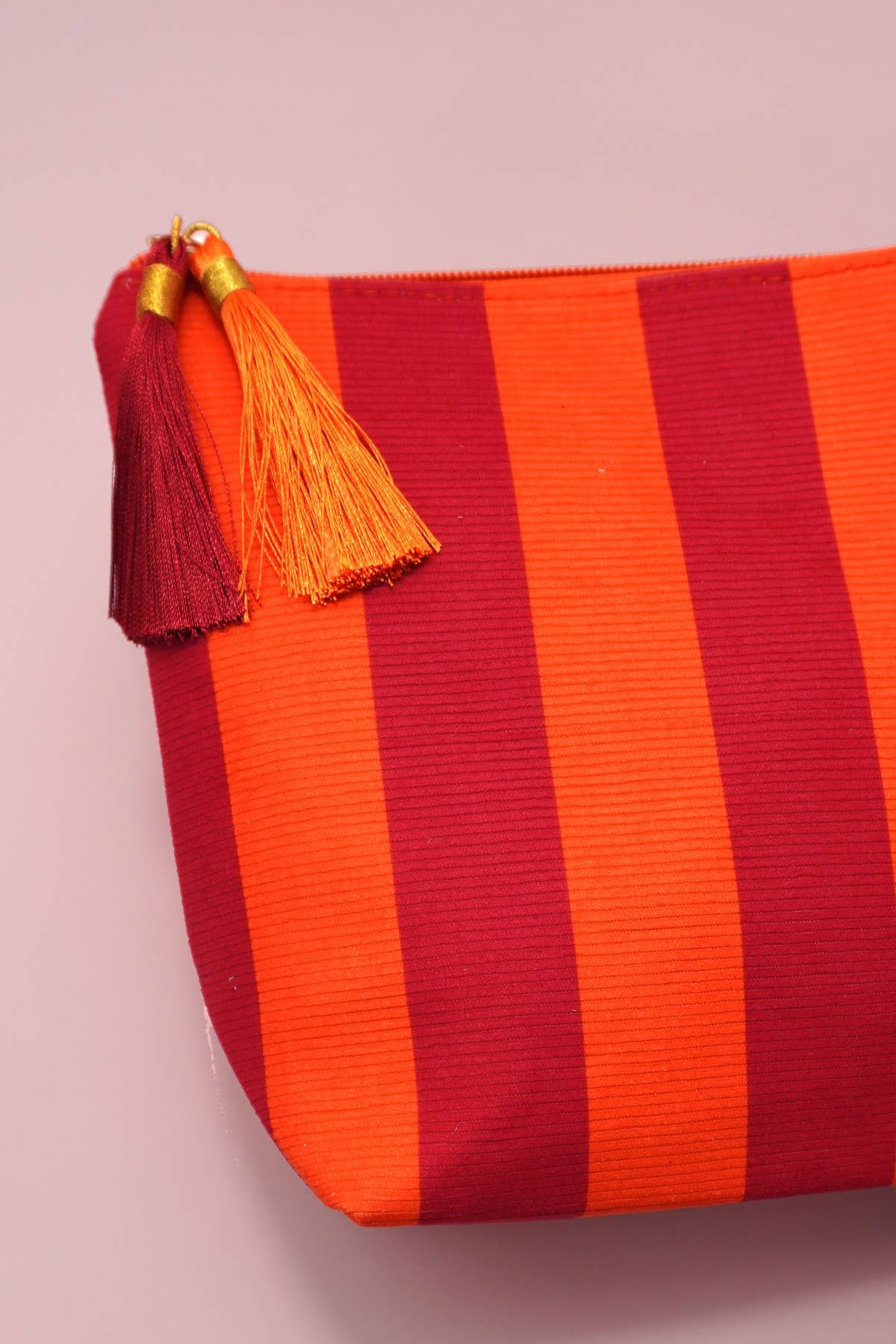 Striped Tassel Makeup Pouch