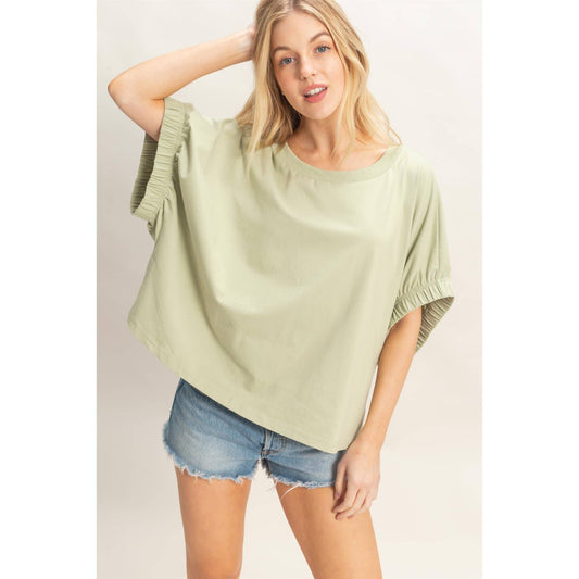 Oversized Elastic Cuff Top
