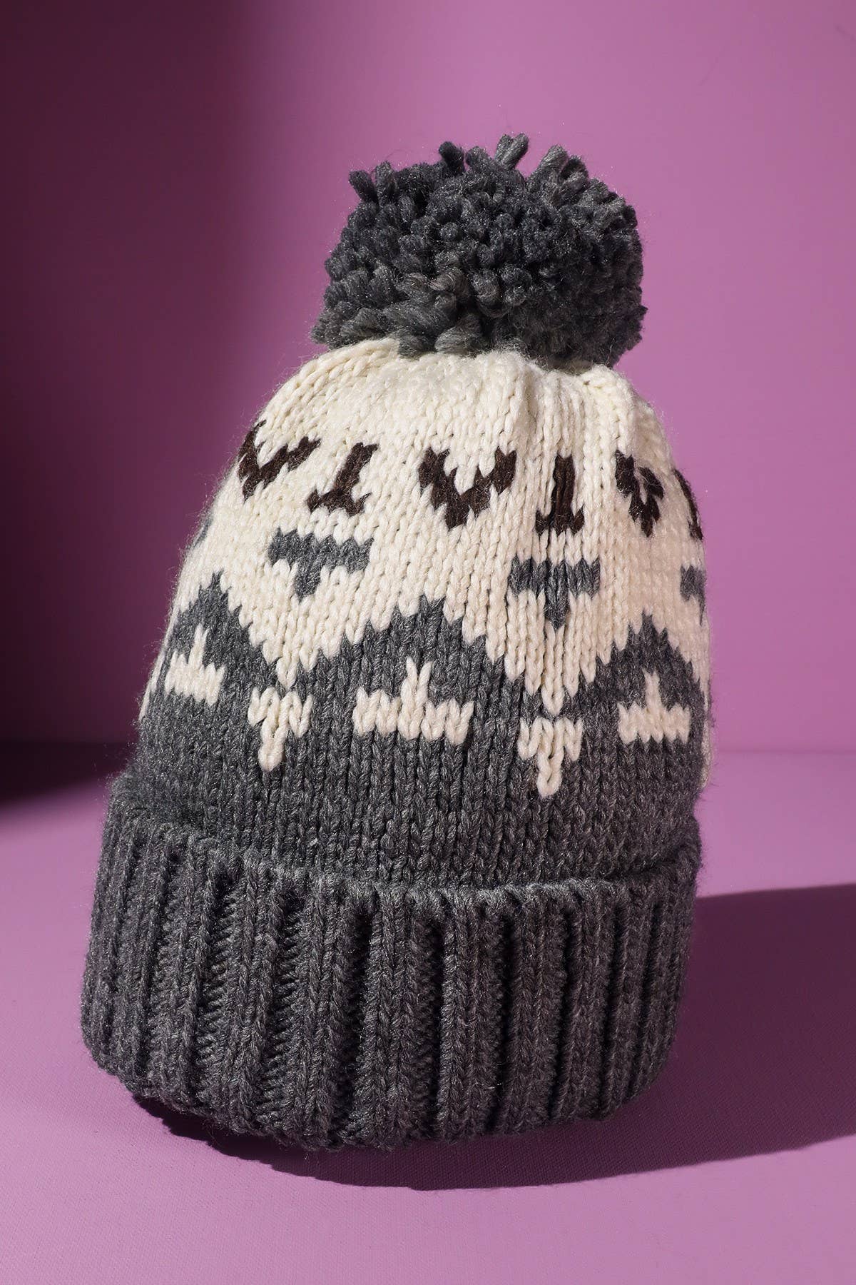 Aztec Pattern Pom Pom Beanie