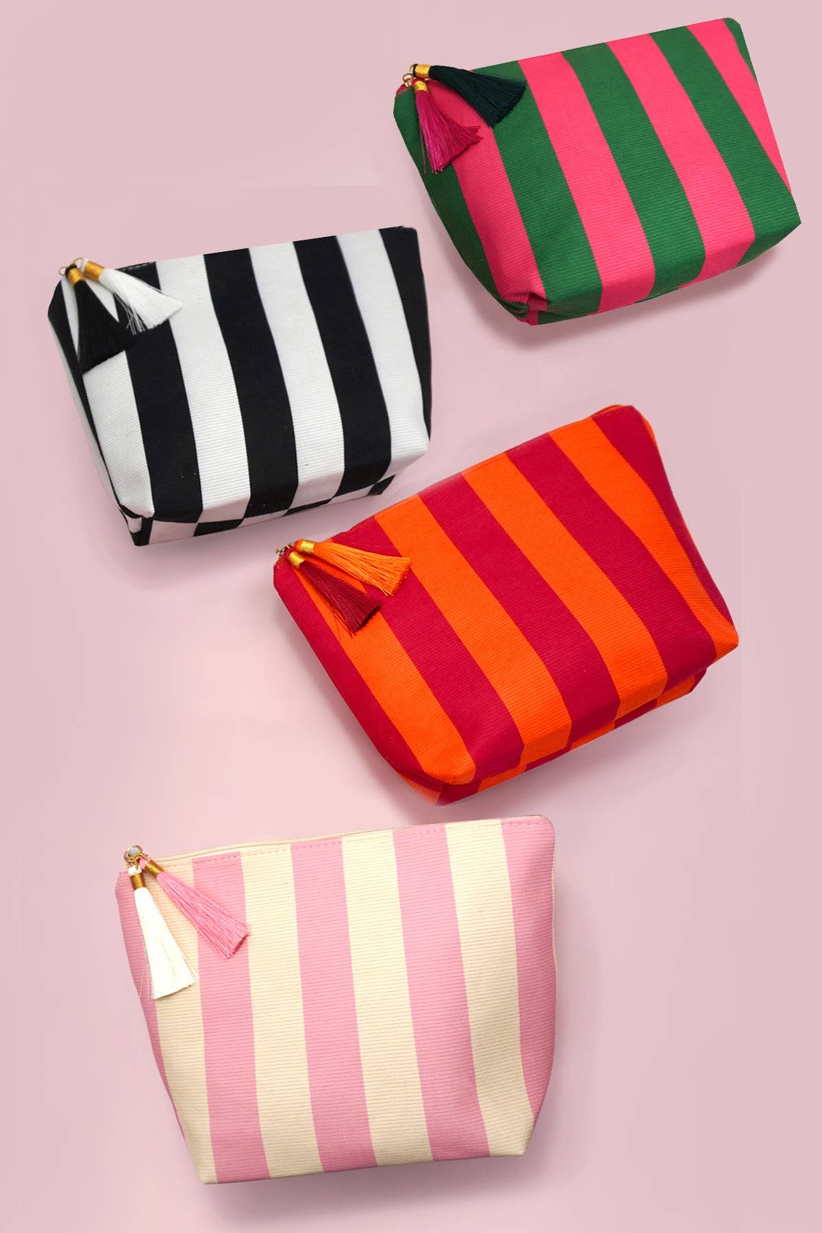 Striped Tassel Makeup Pouch