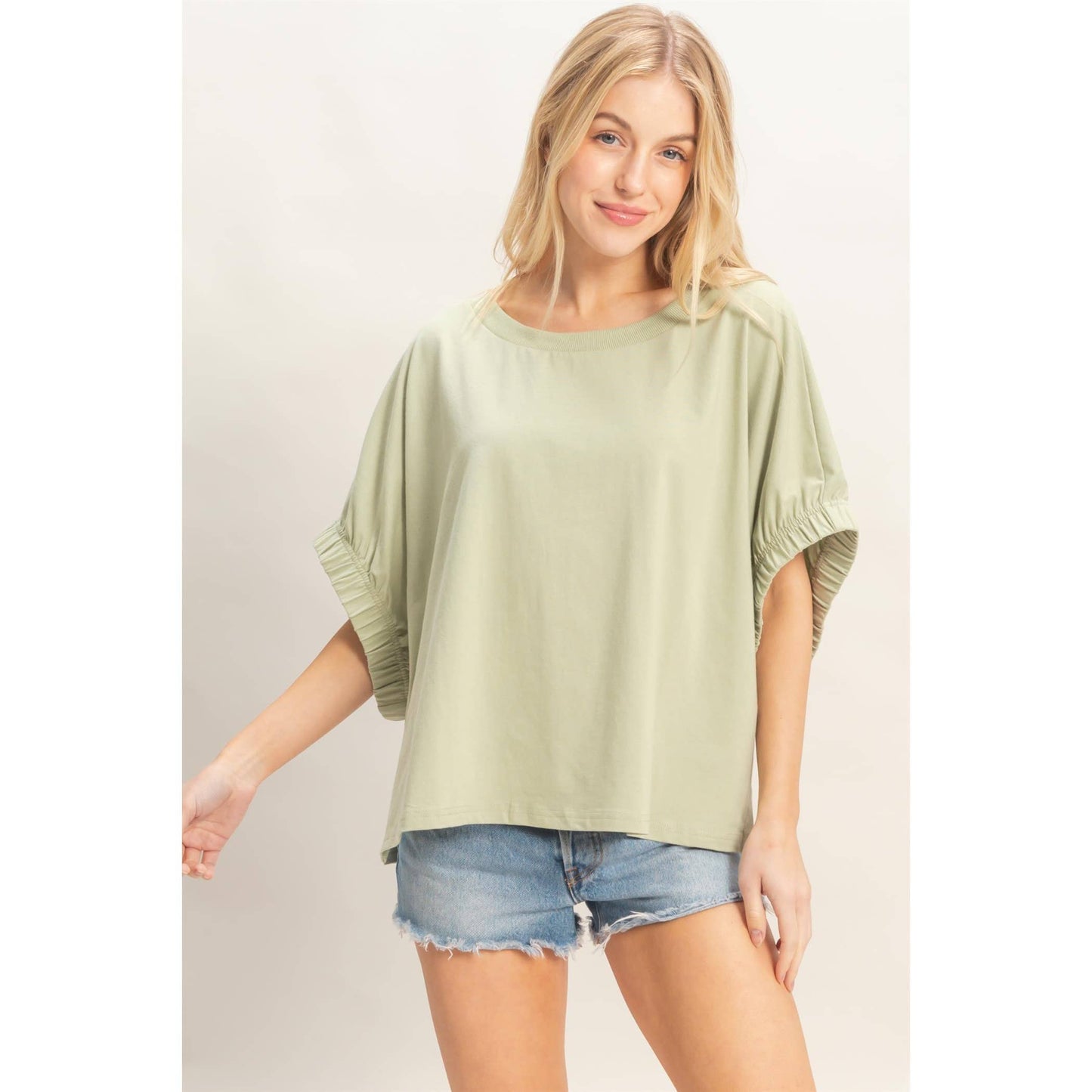 Oversized Elastic Cuff Top