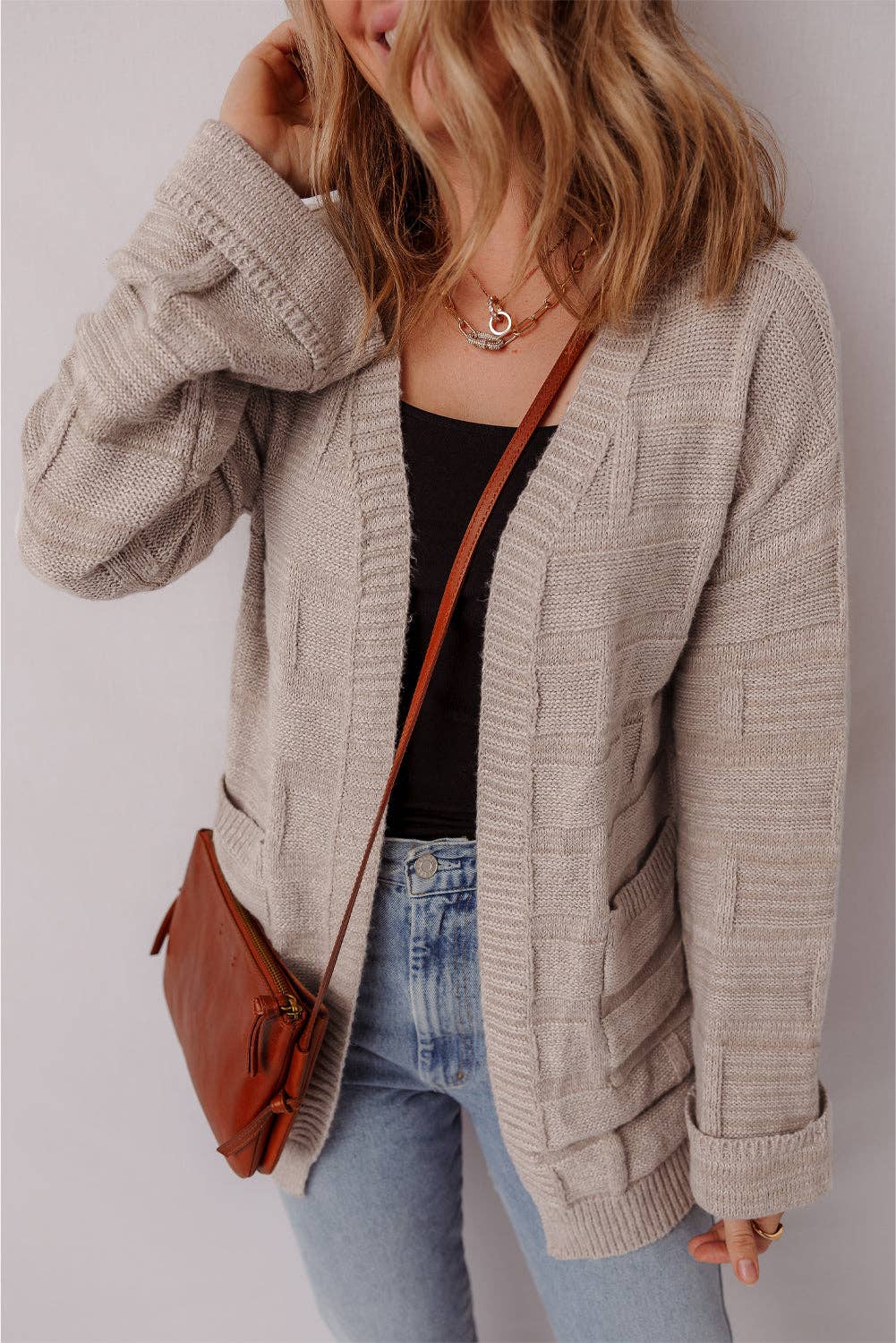 Open Front Chic Cardigan with Pockets