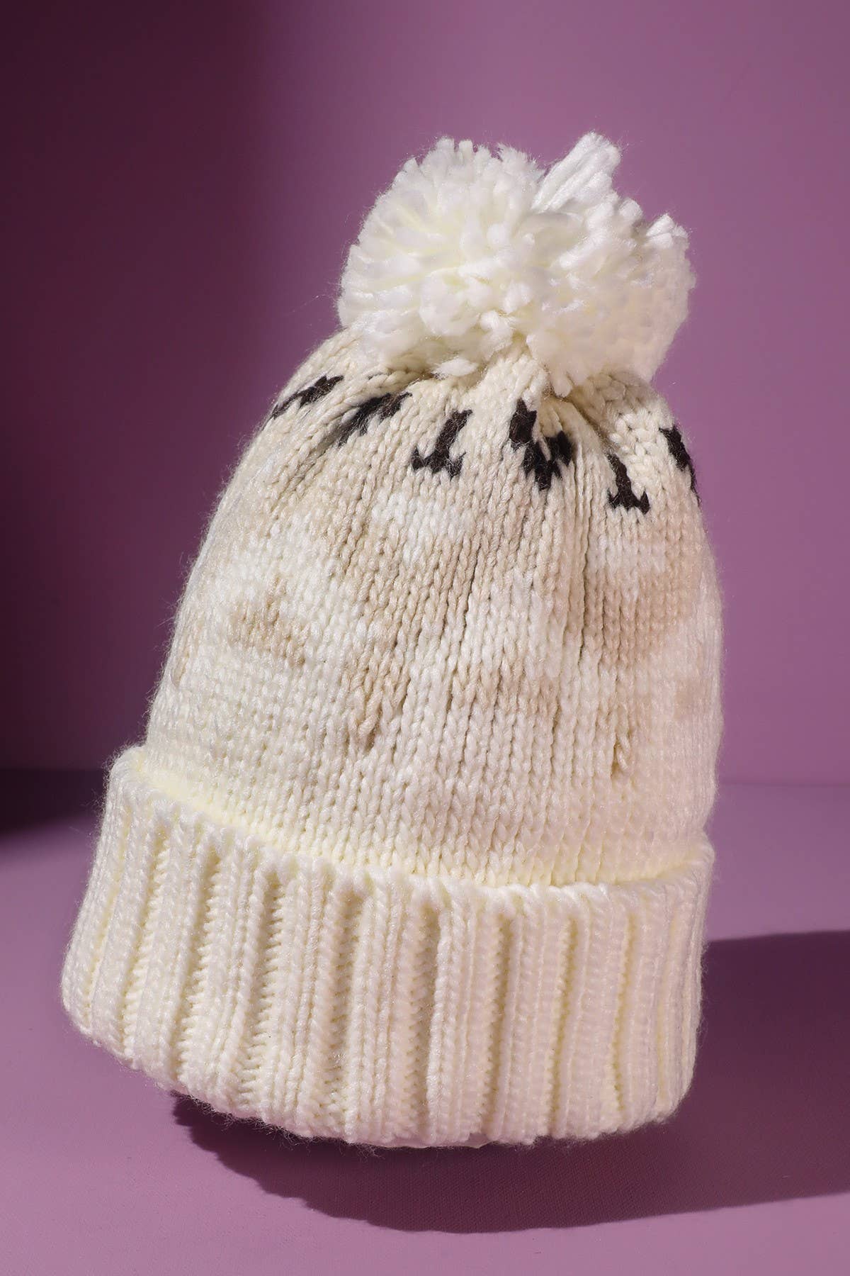 Aztec Pattern Pom Pom Beanie