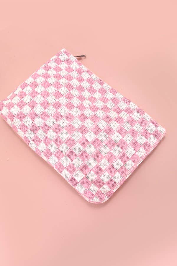 TRAVEL GINGHAM CHECKER MAKEUP COSMETIC POUCH BAG | 40P528