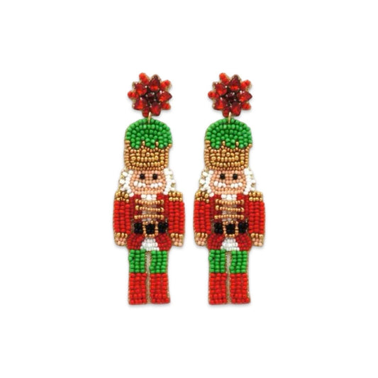 Petite Red + Green Nutcracker | Christmas Earrings