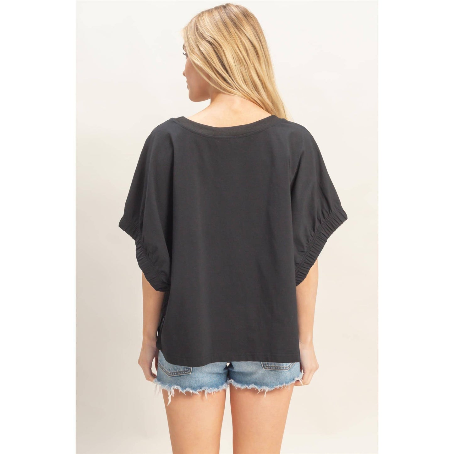 Oversized Elastic Cuff Top