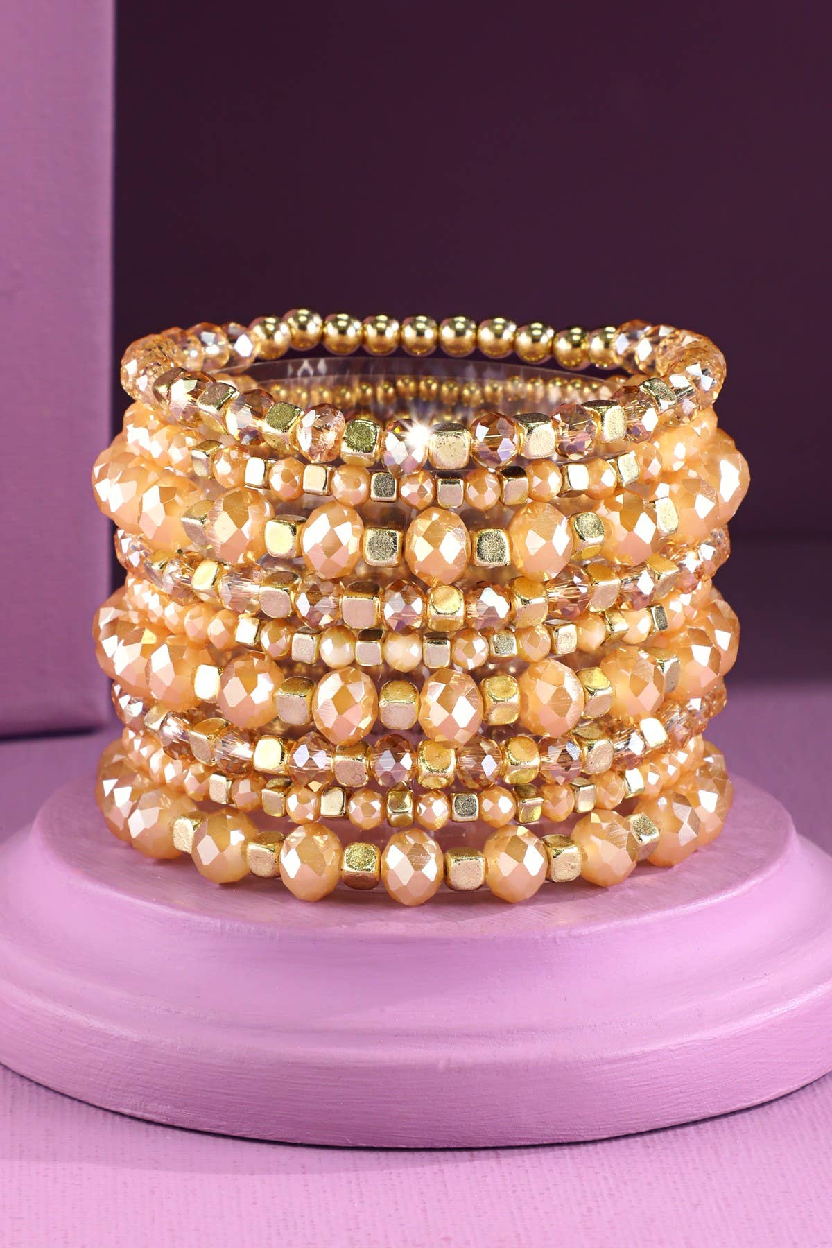 9 Set Colorful Stackable Beaded Stretch Bracelet