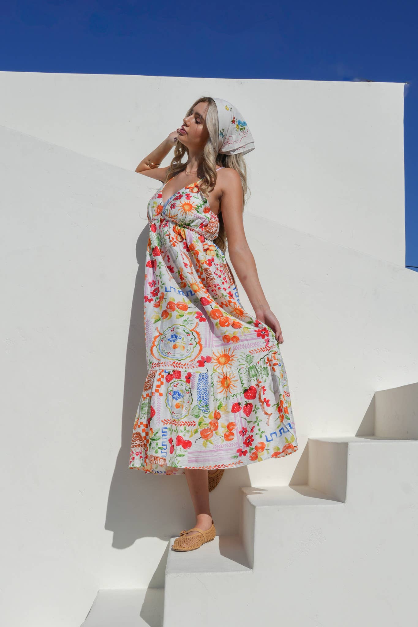 Printed Button Down Midi Dress