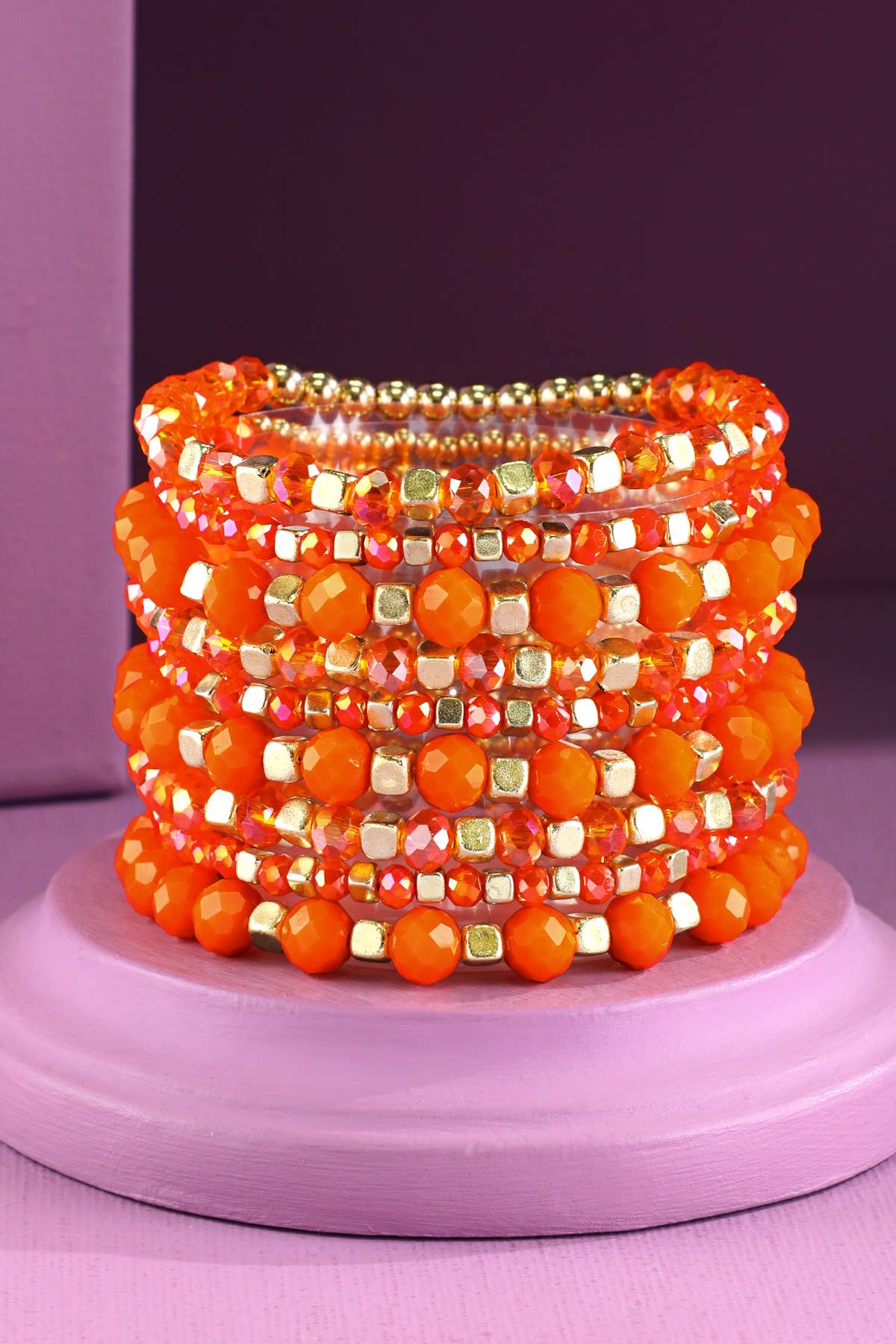 9 Set Colorful Stackable Beaded Stretch Bracelet