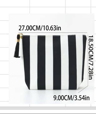 Striped Tassel Makeup Pouch