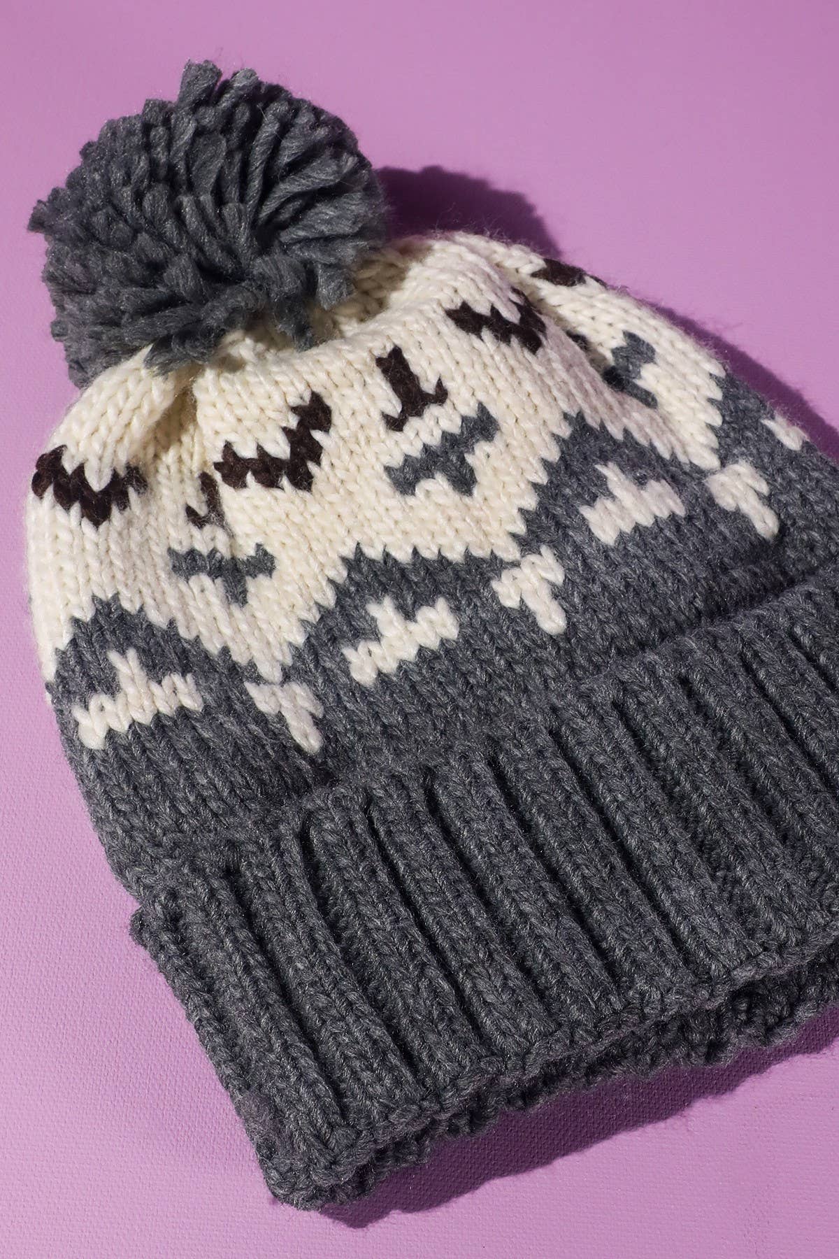 Aztec Pattern Pom Pom Beanie
