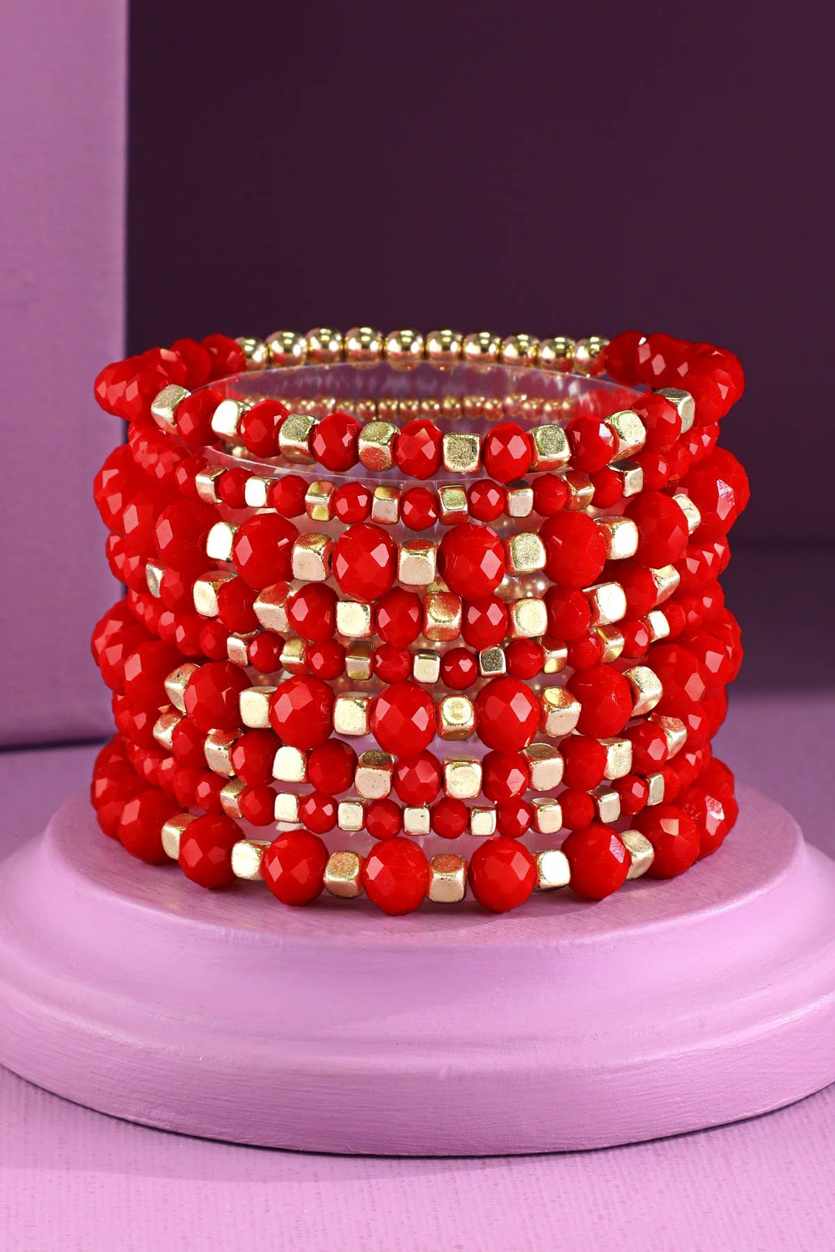 9 Set Colorful Stackable Beaded Stretch Bracelet